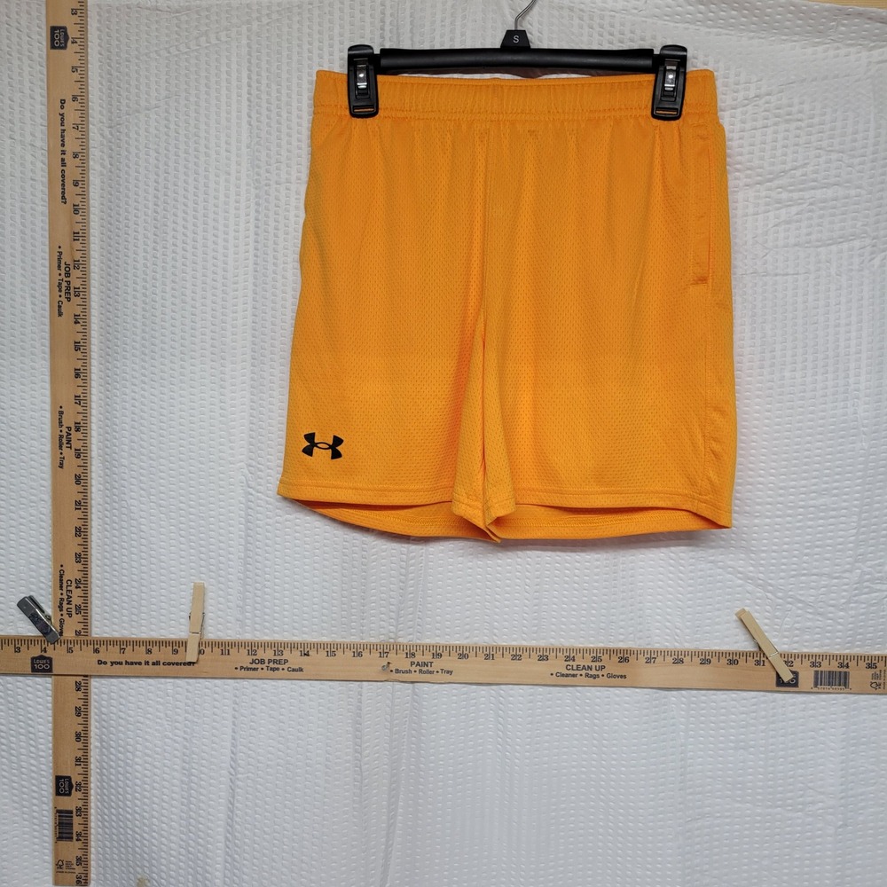 Under Armour Boys Orange Mesh Athletic Basketball Shorts Size Youth Large YL